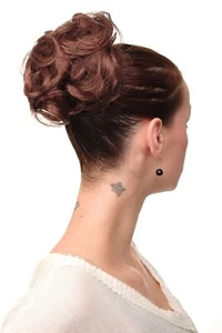 Hairpiece Bun Hair Knot 60s Vintage Look Curly Chestnut NHA-004A-33 - Picture 1 of 5