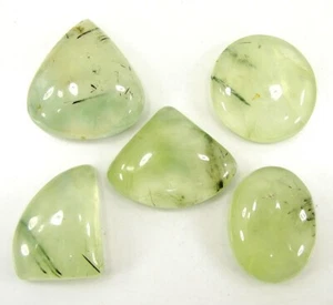158.40 Ct Natural Green Prehnite Loose Gemstone Cab 20-26 mm Stone 5 Pc Lot-1421 - Picture 1 of 2