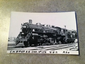 RPPC Echt Foto Postkarte CMStP&P Eisenbahn Zug Lok Nr. 156 Chicago Ill. - Bild 1 von 3