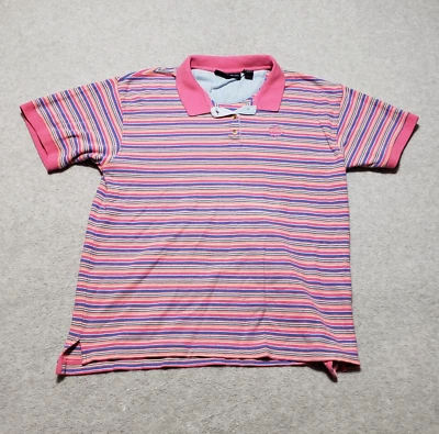 Camisa Polo Mountain Lake Adulto Grande Manga Corta Rosa Rayas Para Hombre 100% Algodón Foto 1 de 4
