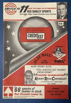 1968 Willie MAYS HR 579 San Francisco Giants baseball Program Pittsburgh Pirates - Image 1 of 4