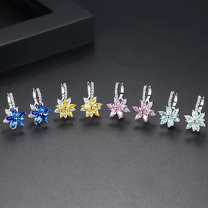 Simple Fashion Zircon Small Earrings Women's Gold Plated Jewelry Gift 4 Colors - Picture 1 of 10