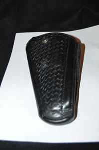 Funda delantera Bianchi #27K de cuero negro tejido de canasta izquierda, sin correa/de colección - Imagen 1 de 6