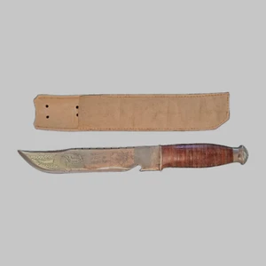 VTG MEXICO FIGURAL EAGLE HEAD HUNTING SKINNING SURVIVAL BOWIE KNIFE 13" - Picture 1 of 13