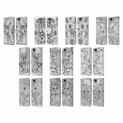 MAD DOG ART GALLERY B&W DOODLE LEATHER BOOK WALLET CASE FOR ASUS ZENFONE PHONES - Image 1 of 4