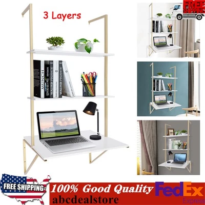 3 Layers Ladder Desk Computer Writing Table Floating Shelves Laptop Display Rack - Image 1 of 4