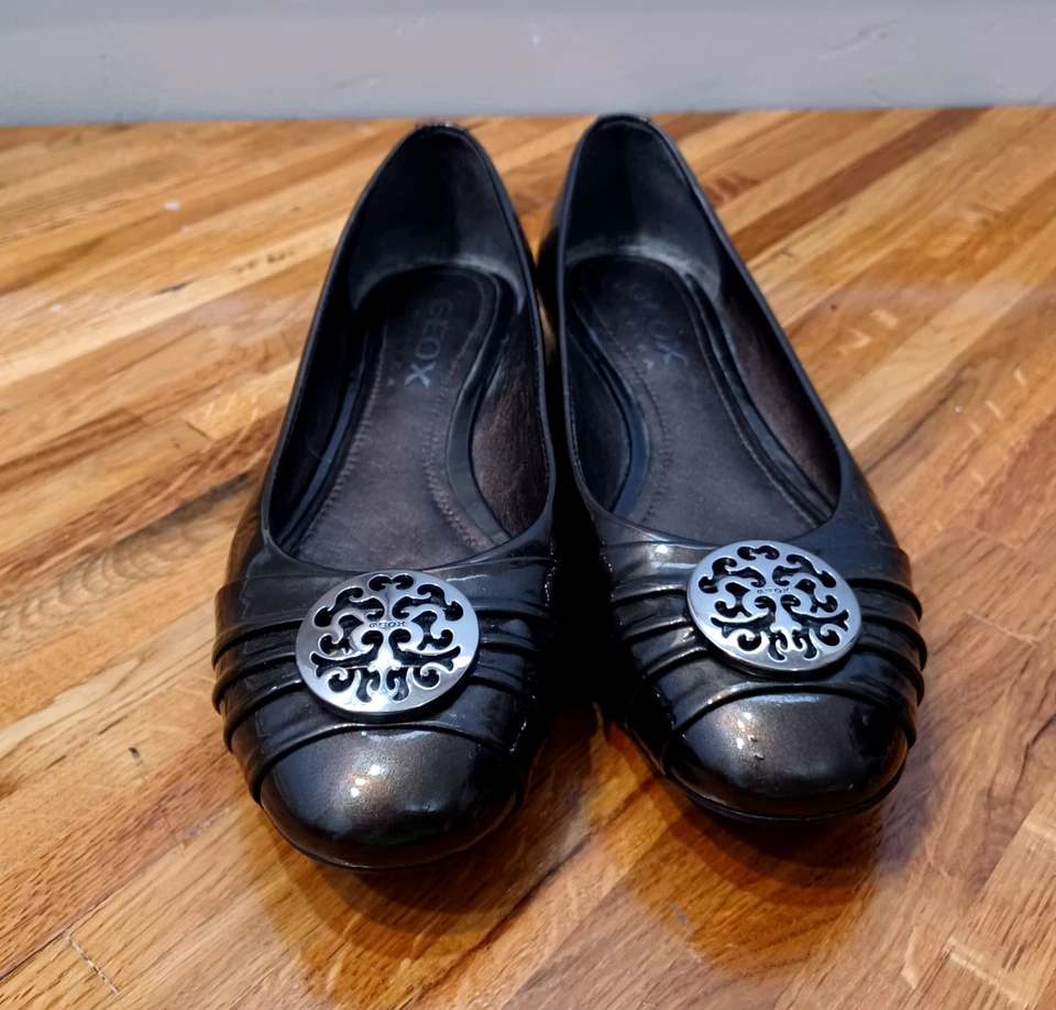 Geox Respira Ballet Pisos Mujer Talla 6US/36EU Charol Bronce Medallón Foto 1 de 4