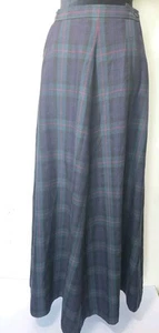 Vintage Ralph Lauren Wool Tartan Plaid Equestrian Maxi A Line Skirt With Pockets - Picture 1 of 7