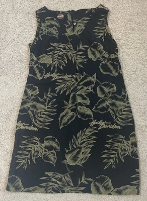 Harley Davidson Mini Dress Silk Medium Sleeveless Tank Dress Sheath Hawaiian - Image 1 of 4