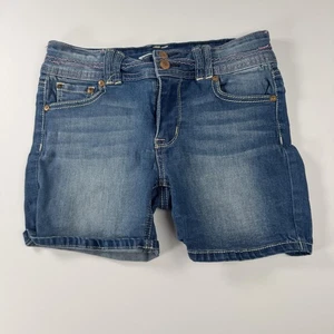 Seven7 Shorts Girls 12 Blue Denim Jean Pink Stitching Embroidered Pockets Summer - Picture 1 of 7