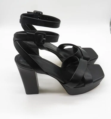 Sandálias plataforma Marc Fisher femininas pretas salto alto 11 NOVAS - Imagem 1 de 4