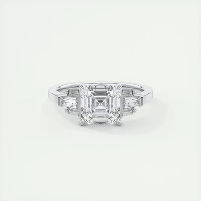 2.35 Carat Asscher Lab Grown Diamond Ring 14k White Gold IGI Certified - Image 1 of 4