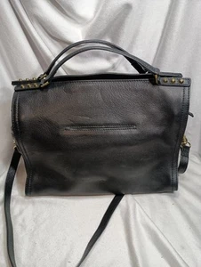C&C California Black Leather Convertible Satchel Purse Bag Crossbody Travel Work - Picture 1 of 6