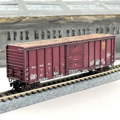 Fox Valley N Scale Montreal Maine Atl PS 4355 Boxcar Weathered Graffiti MMA 77 - Image 1 of 4
