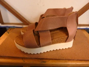 STEVEN NATURAL COMFORT "KEA" PINK LEATHER STRAPPY WEDGE SANDALS     WMN. SZ. 6M - Picture 1 of 4