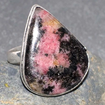 Anillo Hecho a Mano Rodonita 925 Plata Chapado Piedras Preciosas EE. UU. 10 Regalo de Navidad GW Foto 1 de 3