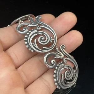 MARGOT DE TAXCO Sterling Silver HANDMADE Wide Panel 7.5" Bracelet Design 5570 - Picture 1 of 11