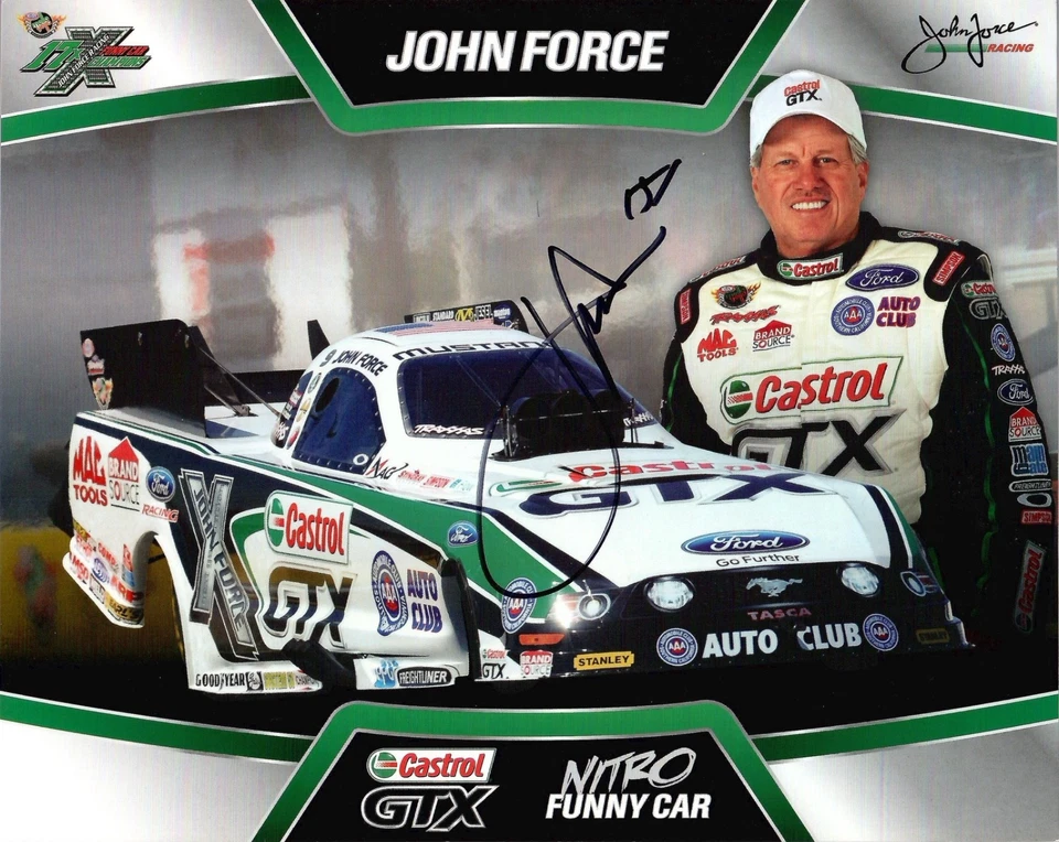 FOTO A COLOR 8x10 firmada a mano por John Force de 2013+coa 16x CAMPEÓN DE LA NHRA Foto 1 de 1