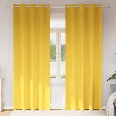 Curtains with Curtains 2 pcs Mustard yellow Polyester vidaXL - Image 1 of 4