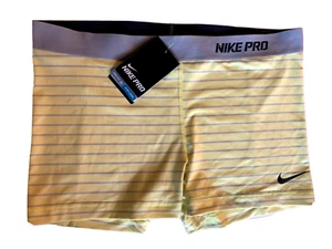 NEW! NIKE PRO [XL] Womens 3.0" COMPRESSION Run Shorts-Yellow/Grey 522688-733 - Picture 1 of 3
