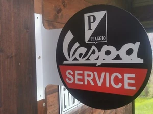 Vespa Service Schild schwarz Piaggio Reklame Werkstatt Blechschild Partykeller - Picture 1 of 3