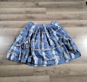 Anthropologie LiL Y2K Skirt Sz 6 Blue Watercolor Plaid Bow Pockets Vtg 90s Retro - Picture 1 of 14