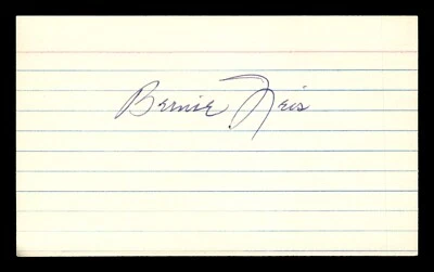 BERNIE NEIS Autograph Signed Index Card Brooklyn Robins Boston Braves Indians - Image 1 of 2