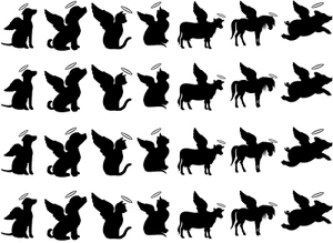 Calcomanías de vidrio fundido negras de 1 a 1,5 pulgadas de animales alados de ángel 28 piezas - Imagen 1 de 1