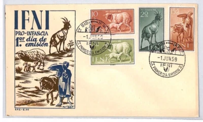 IFNI SPANISH MOROCCO FDC 1959 PRO INFANCIA Spain Colonies{samwells}XP231 - Image 1 of 4
