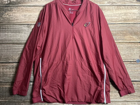 FLAW- Arizona Cardinals On Field Jacket Nike Men's 2XL 1/4 zip Windbreaker NFL Cover