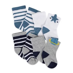 Gerber Baby Boy's 4 Pack Wiggle Proof Socks Various Sizes Stars Stripes Planet - Picture 1 of 7