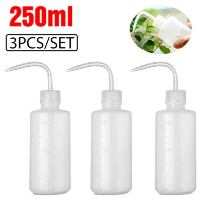 3x 250ml Gebogener Mund Diffusor Seife Waschen Squirt Squeeze Flasche für Laborküche