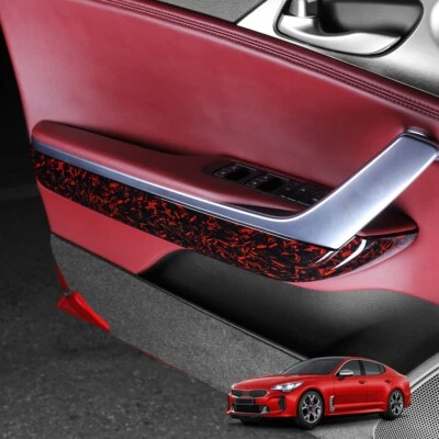 Forged Red Inner Door Armrest Panel Stripes Cover Trim Decal For Kia Stinger - Image 1 of 4
