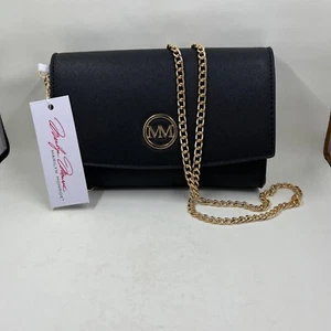 Marilyn Monroe Black Clutch Purse with Gold Crossbody Chain Strap, Red Interior - Picture 1 of 11