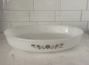 Vintage Termocrisa - ovale Auflaufform - Dynaware - braunes Daisey Design - Bild 1 von 12