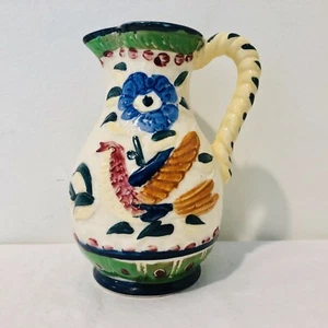 Vintage/Antique Moriyama hand painted embossed pitcher made in japan bird flower - Picture 1 of 11