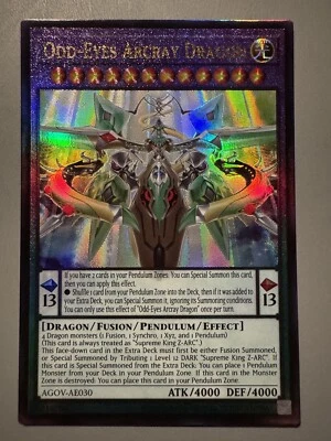 YUGIOH ODD-EYES ARCRAY DRAGON ASIA ENGLISH EDITION AGOV-AE030 ULTIMATE RARE - Image 1 of 3