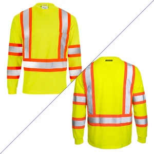 Hi Vis Shirt ANSI Class 3 Reflective Safety Long Sleeve HIGH VISIBILITY - Picture 1 of 18