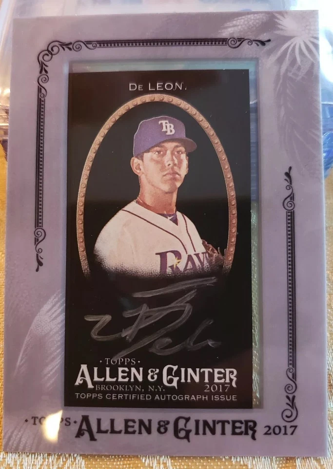 Jose De Leon 2017 Topps Allen Ginter X Exclusive Silver Autograph Auto on Black  - Image 1 of 3