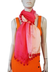 Calypso St. Barth rosa ombre Seide Bommel Schal für Ziel 76 x 25 Zoll - Bild 1 von 2