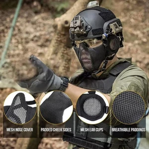 NEW SALE Tactical Half Face Foldable Mesh Mask Protective Hunting Paintball Camo - Picture 1 of 26