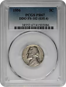1956 5c Proof Jefferson Nickel PCGS PR 67 DDO FS-102 - Picture 1 of 2