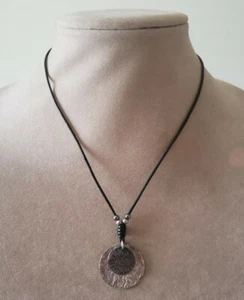 Silpada sterling silver hammered leather necklace - Picture 1 of 4