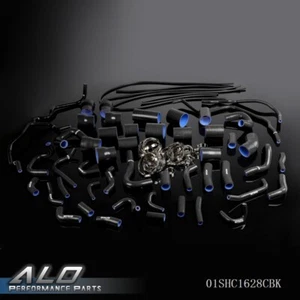 Black Silicone Radiator Hose Kit Fit For 1990-1999 Nissan 300ZX VG30DETT Z32 - Picture 1 of 12