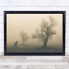 Sepia Fog Mist Haze Tree Trees Lonely Long Exposure Run Running Wall Art Print