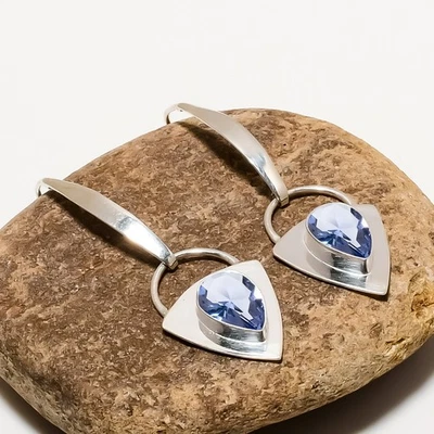 Pendiente colgante de plata esterlina 925 maciza con piedras preciosas de iolita joyería genial V1415 Foto 1 de 4