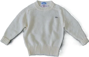 VTG IZOD LACOSTE Acrylic Cream Knit LS Sweater Boy/Girl 4 EUC Crew Neck GATOR - Picture 1 of 6