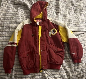WASHINGTON REDSKINS Vintage Hooded Jacket NUTMEG Embroidered NFL Large - Bild 1 von 4