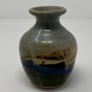 Studiokeramik Knospenvase abstrakt blau braun signiert Triny Cline Byrd Mountain - Bild 1 von 5