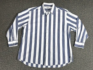 J. Peterman Button Up Shirt Men's Size XL Blue/White Striped Long Sleeve Cotton - Picture 1 of 16